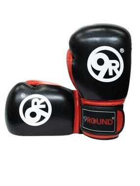 9-ROUND 30 MIN KICKBOX FITNESS BLACK AND RED GLOVES Unisex 10oz